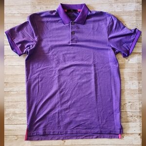 Greyson Men's Polo Shirt Golf Short Sleeve Purple W/heathered Blue  Sz M